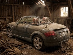 Audi TT Roadster in vervallen schuur