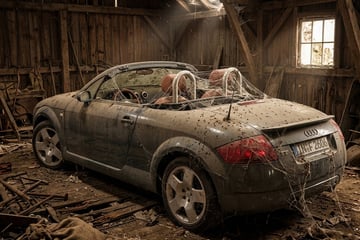 Audi TT Roadster in vervallen schuur